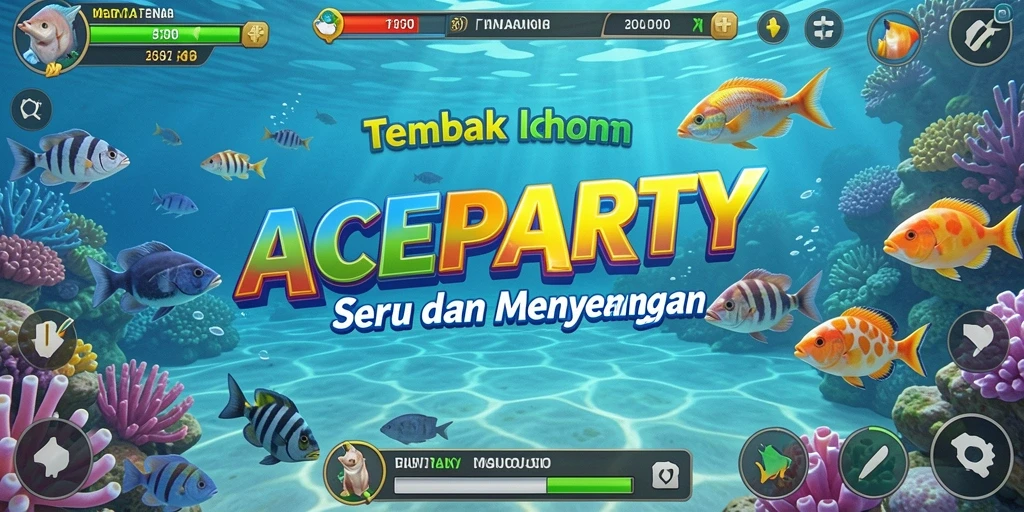 Screenshot ACEPARTY menampilkan aksi menembak ikan yang mendebarkan.