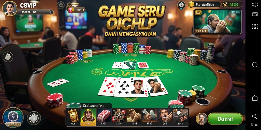 Tangkapan layar C8VIP menampilkan gameplay Poker yang menegangkan dan menarik.