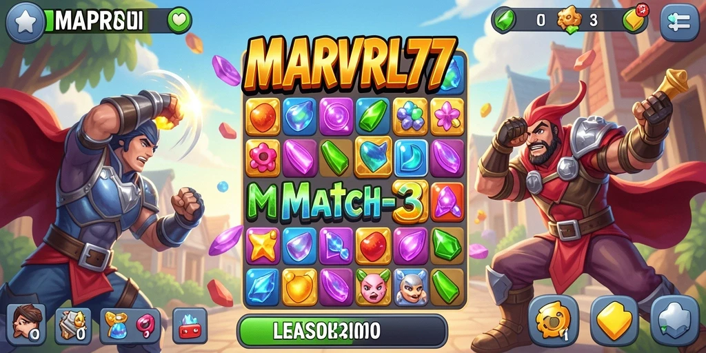 Tampilan colorful dari gameplay MARVRL77 saat mencocokkan item.