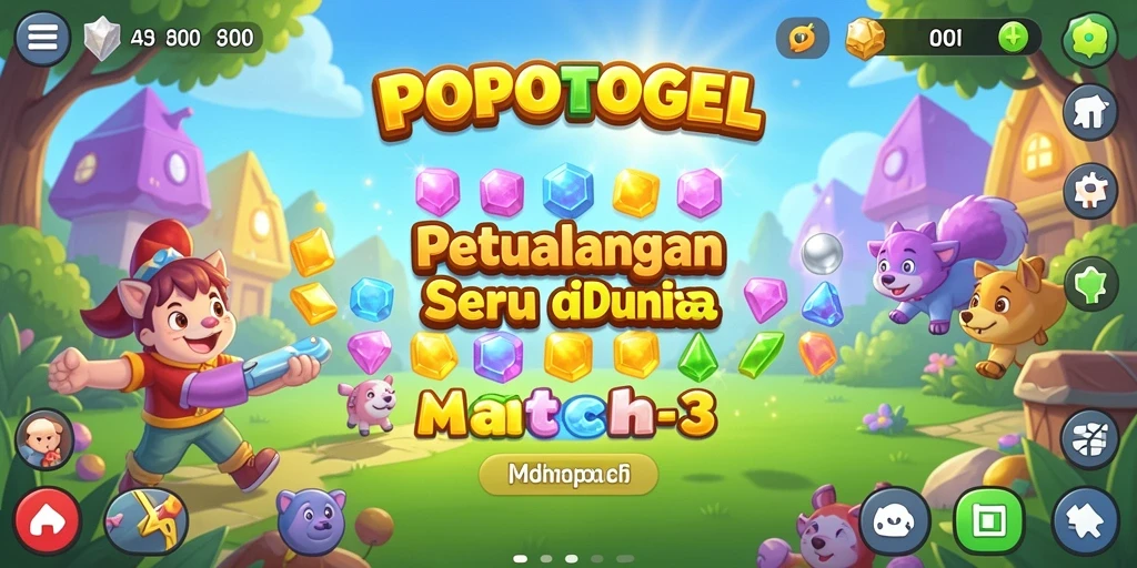 Tampilan gameplay seru di POPOTOGEL dengan kombinasi warna-warni.