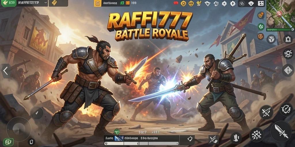 Tangkapan layar RAFFI777 menampilkan aksi seru dalam pertarungan Battle Royale.