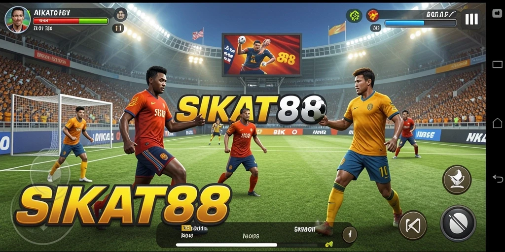 Tampilan gameplay SIKAT88 menunjukkan aksi olahraga yang seru dan mendebarkan.