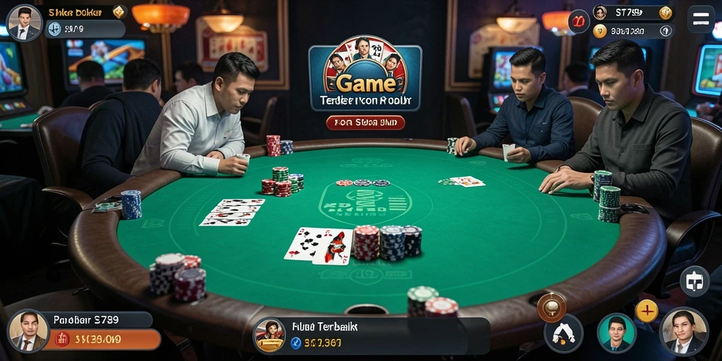 Tangkapan layar gameplay ST789 yang memperlihatkan suasana meja poker.